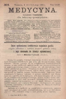 Medycyna : czasopismo tygodniowe dla lekarzy praktyków 1895, T. XXIII, nr 8