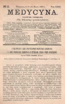 Medycyna : czasopismo tygodniowe dla lekarzy praktyków 1895, T. XXIII, nr 11