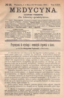 Medycyna : czasopismo tygodniowe dla lekarzy praktyków 1895, T. XXIII, nr 18