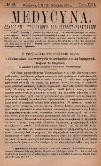 Medycyna : czasopismo tygodniowe dla lekarzy praktyków 1885, T. XIII, nr 48