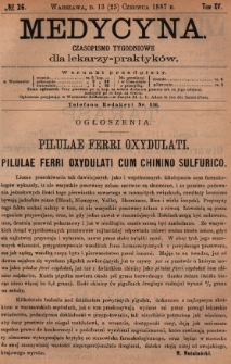 Medycyna : czasopismo tygodniowe dla lekarzy praktyków 1887, T.XV, nr 26