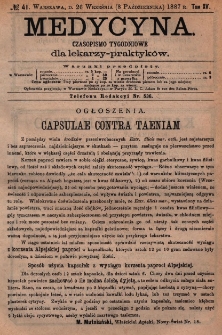 Medycyna : czasopismo tygodniowe dla lekarzy praktyków 1887, T.XV, nr 41