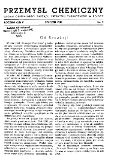 Przemysł Chemiczny : Organ Centralnego Zarządu Przemysłu Chemicznego w Polsce R. V(28) Nr 1 (1949)