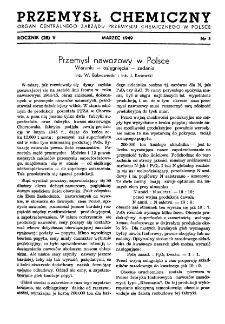 Przemysł Chemiczny : Organ Centralnego Zarządu Przemysłu Chemicznego w Polsce R. V(28) Nr 3 (1949)