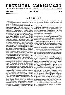 Przemysł Chemiczny : Organ Centralnego Zarządu Przemysłu Chemicznego w Polsce R. V(28) Nr 4 (1949)