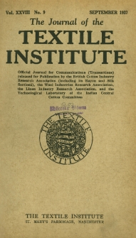 The Journal of the Textile Institute Vol. XXVIII No. 9 (1937)