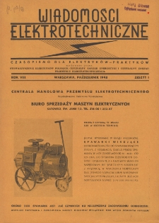 Wiadomości Elektrotechniczne : miesięcznik pod naczelną redakcją prof. M. Pożaryskiego. R. VIII nr 1 (1948)