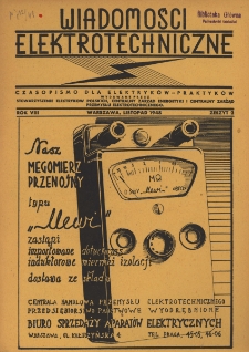 Wiadomości Elektrotechniczne : miesięcznik pod naczelną redakcją prof. M. Pożaryskiego. R. VIII nr 2 (1948)