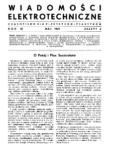 Wiadomości Elektrotechniczne : miesięcznik pod naczelną redakcją prof. M. Pożaryskiego. R. XI nr 5 (1951)