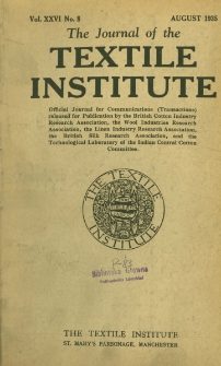 The Journal of the Textile Institute Vol. XXVI No. 8 (1935)