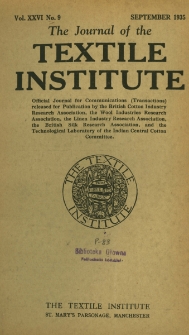 The Journal of the Textile Institute Vol. XXVI No. 9 (1935)