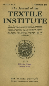 The Journal of the Textile Institute Vol. XXVI No. 11 (1935)