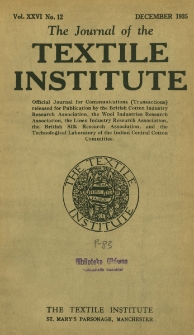 The Journal of the Textile Institute Vol. XXVI No. 12 (1935)