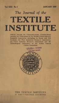 The Journal of the Textile Institute Vol. XXX No. 1 (1939)