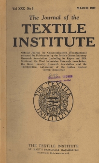 The Journal of the Textile Institute Vol. XXX No. 3 (1939)