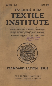 The Journal of the Textile Institute Vol. XXX No. 6 (1939)