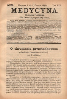 Medycyna : czasopismo tygodniowe dla lekarzy praktyków 1894, T. XXII, nr 24