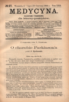 Medycyna : czasopismo tygodniowe dla lekarzy praktyków 1894, T. XXII, nr 27