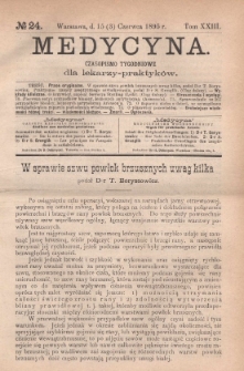 Medycyna : czasopismo tygodniowe dla lekarzy praktyków 1895, T. XXIII, nr 24