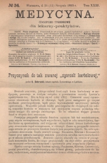 Medycyna : czasopismo tygodniowe dla lekarzy praktyków 1895, T. XXIII, nr 34