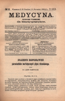 Medycyna : czasopismo tygodniowe dla lekarzy praktyk&oacute;w 1902, T.XXX, nr 2