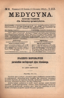 Medycyna : czasopismo tygodniowe dla lekarzy praktyków 1902, T.XXX, nr 2