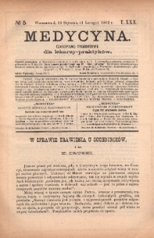 Medycyna : czasopismo tygodniowe dla lekarzy praktyków 1902, T.XXX, nr 5
