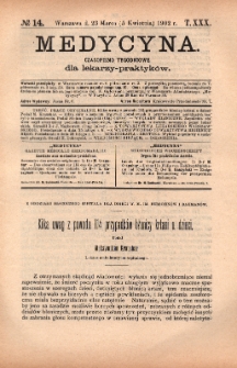 Medycyna : czasopismo tygodniowe dla lekarzy praktyków 1902, T.XXX, nr 14