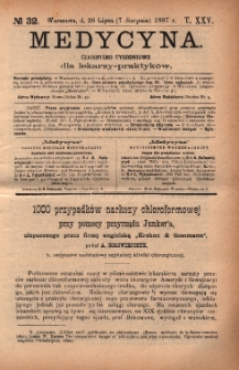 Medycyna : czasopismo tygodniowe dla lekarzy praktyków 1897, T.XXV, nr 32
