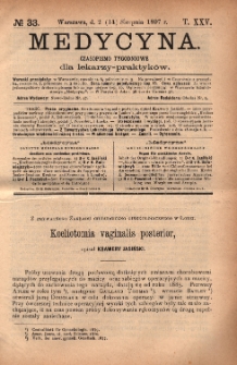 Medycyna : czasopismo tygodniowe dla lekarzy praktyków 1897, T.XXV, nr 33