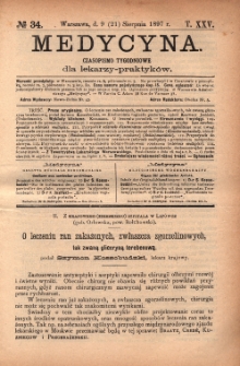 Medycyna : czasopismo tygodniowe dla lekarzy praktyków 1897, T.XXV, nr 34