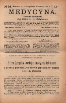 Medycyna : czasopismo tygodniowe dla lekarzy praktyków 1897, T.XXV, nr 36