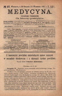 Medycyna : czasopismo tygodniowe dla lekarzy praktyków 1897, T.XXV, nr 37