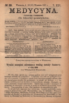 Medycyna : czasopismo tygodniowe dla lekarzy praktyków 1897, T.XXV, nr 39