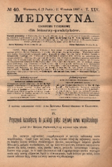 Medycyna : czasopismo tygodniowe dla lekarzy praktyków 1897, T.XXV, nr 40