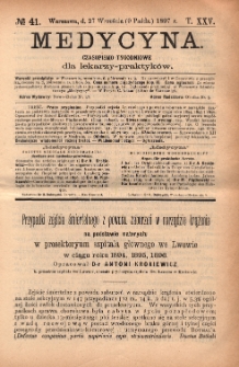 Medycyna : czasopismo tygodniowe dla lekarzy praktyków 1897, T.XXV, nr 41