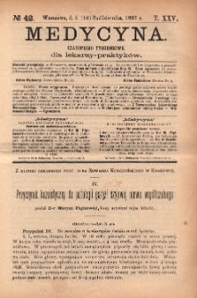 Medycyna : czasopismo tygodniowe dla lekarzy praktyków 1897, T.XXV, nr 42