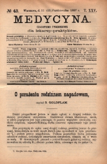 Medycyna : czasopismo tygodniowe dla lekarzy praktyków 1897, T.XXV, nr 43