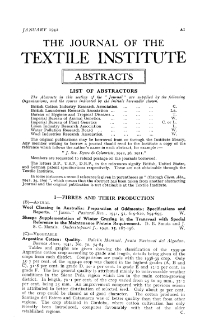The Journal of the Textile Institute - Abstracts - January Vol. XXXIII (1942)