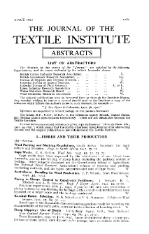 The Journal of the Textile Institute - Abstracts - April Vol. XXXIII (1942)