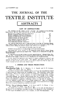 The Journal of the Textile Institute - Abstracts - September Vol. XXXIII (1942)