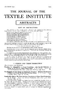 The Journal of the Textile Institute - Abstracts - October Vol. XXXIII (1942)