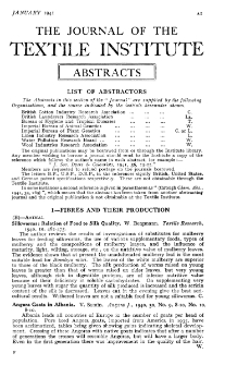 The Journal of the Textile Institute - Abstracts - Vol. XXXII No. 1 1941