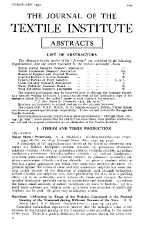 The Journal of the Textile Institute - Abstracts - Vol. XXXII No. 2 1941