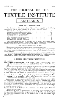 The Journal of the Textile Institute - Abstracts - Vol. XXXII No. 3 1941