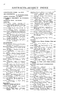 The Journal of the Textile Institute - Abstracts - Subject Index 1941