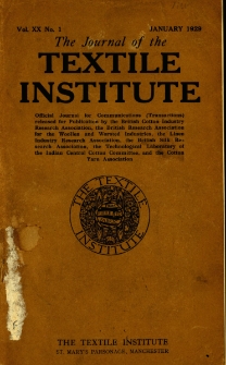 The Journal of the Textile Institute Vol. XX No. 1 (1929)