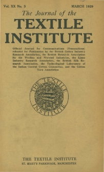 The Journal of the Textile Institute Vol. XX No. 3 (1929)