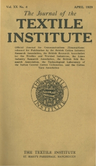 The Journal of the Textile Institute Vol. XX No. 4 (1929)