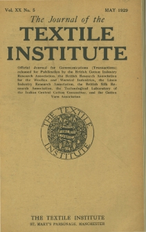 The Journal of the Textile Institute Vol. XX No. 5 (1929)